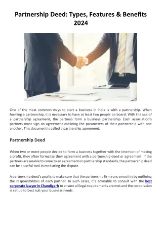 Partnership Deed-Types Features _ Benefits 2024