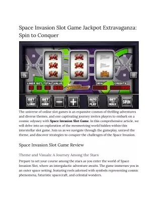 Space Invasion Slot Game Jackpot Extravaganza_ Spin to Conquer