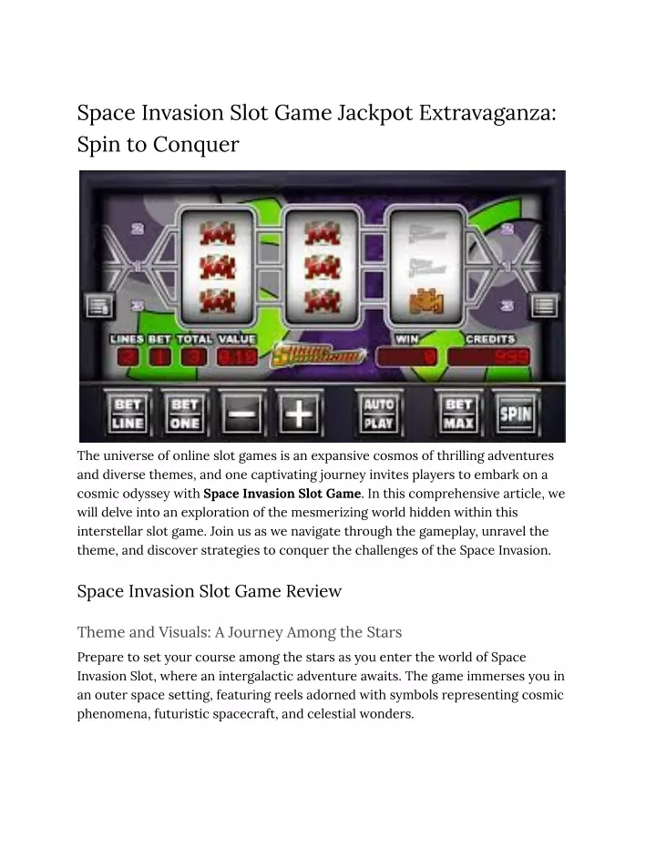 space invasion slot game jackpot extravaganza