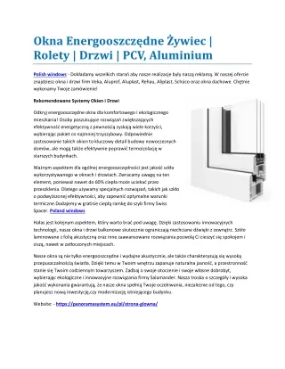 Okna Energooszczędne Żywiec | Rolety | Drzwi | PCV, Aluminium