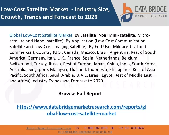 low cost satellite market industry size growth