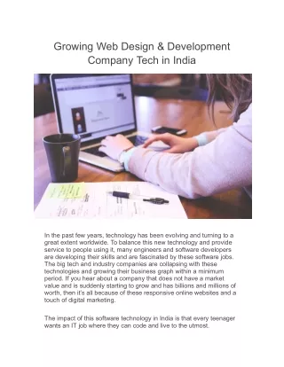 Growing Web Design & Development Company Tech in India