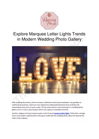 Explore Marquee Letter Lights Trends in Modern Wedding Photo Gallery