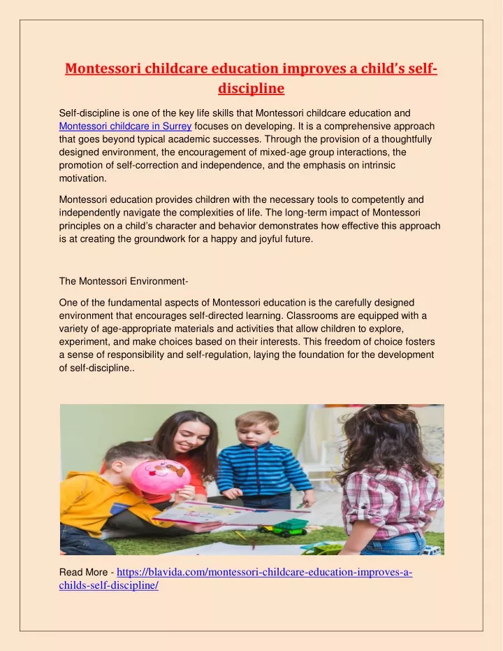 montessori childcare education improves a child