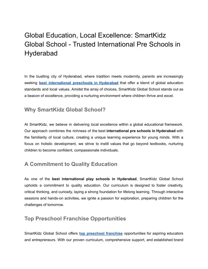 global education local excellence smartkidz