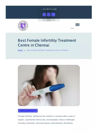 Best Female Infertility Treatment Centre in Chennai