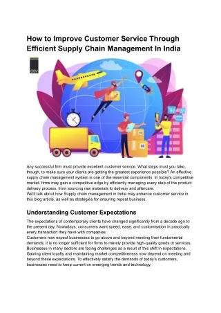 How to Improve Customer Service Through Efficient Supply Chain Management In India