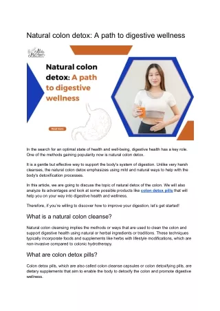 Natural colon detox: A path to digestive wellness
