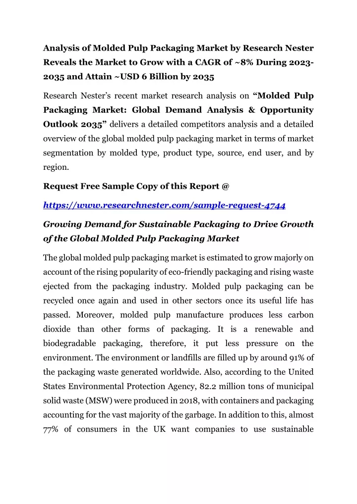 analysis of molded pulp packaging market