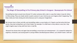 The Magic Of Storytelling In Pre-Primary play School in Gurgaon - Beansprouts Pre School