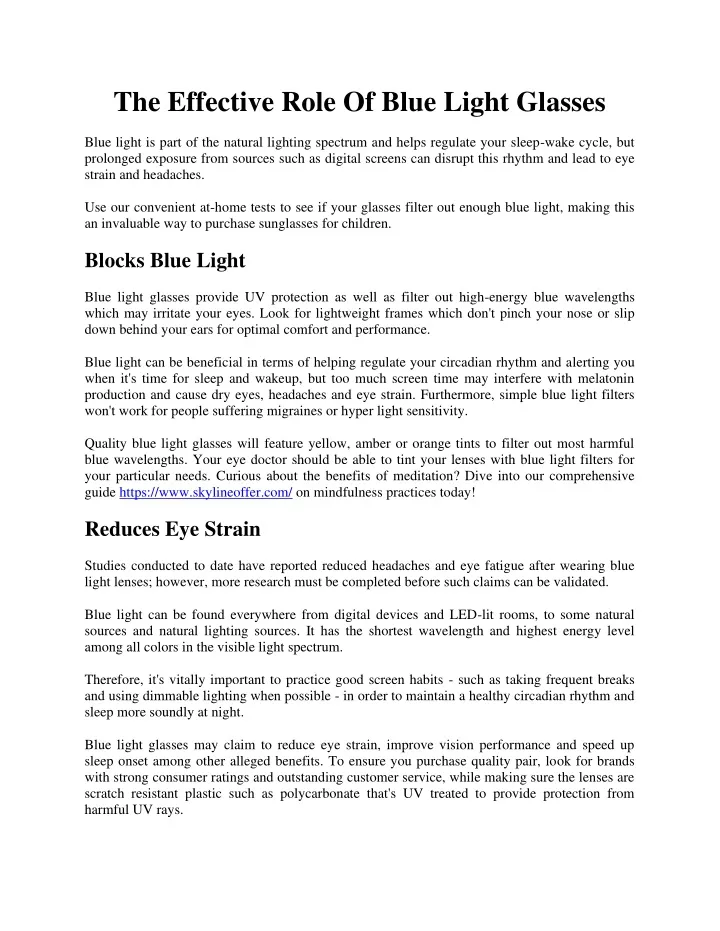 the effective role of blue light glasses