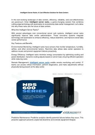 Intelligent Server Racks: A Cost-Effective Solution for Da