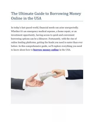 The Ultimate Guide to Borrowing Money Online in the USA