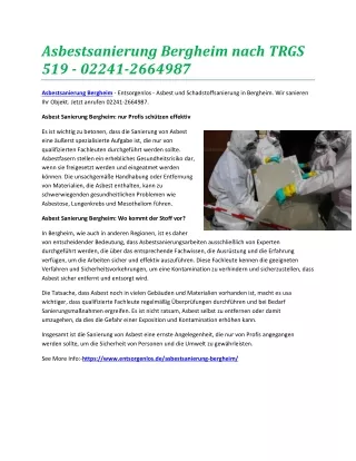 Asbestsanierung Bergheim nach TRGS 519 - 02241-2664987