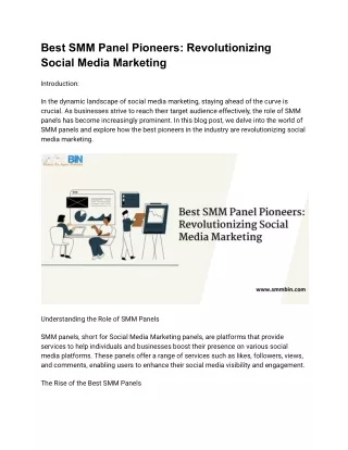 Best SMM Panel Pioneers: Revolutionizing Social Media Marketing