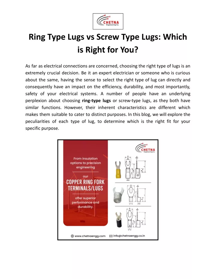 ring type lugs vs screw type lugs which is right
