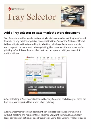 Add a Tray selector to watermark the Word document (1)