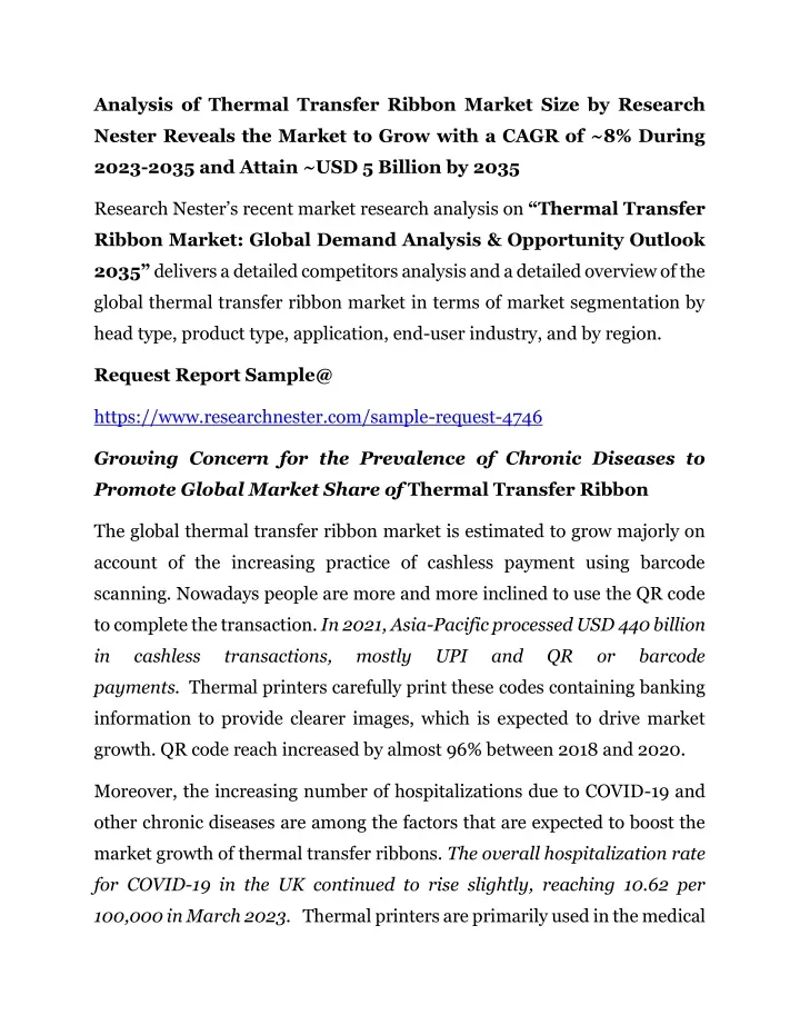 analysis of thermal transfer ribbon market size