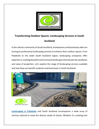 Transforming Outdoor Spaces: Landscaping Services in South Auckland