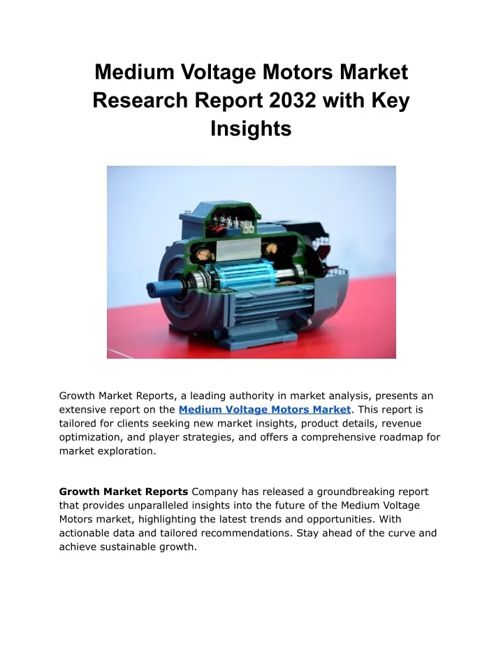 medium voltage motors market research report 2032