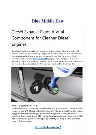 Diesel Exhaust Fluid (DEF): Cleaner Emissions for Your Diesel Engine