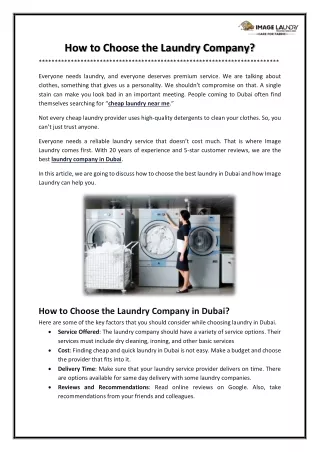 How to Choose the Laundry Company