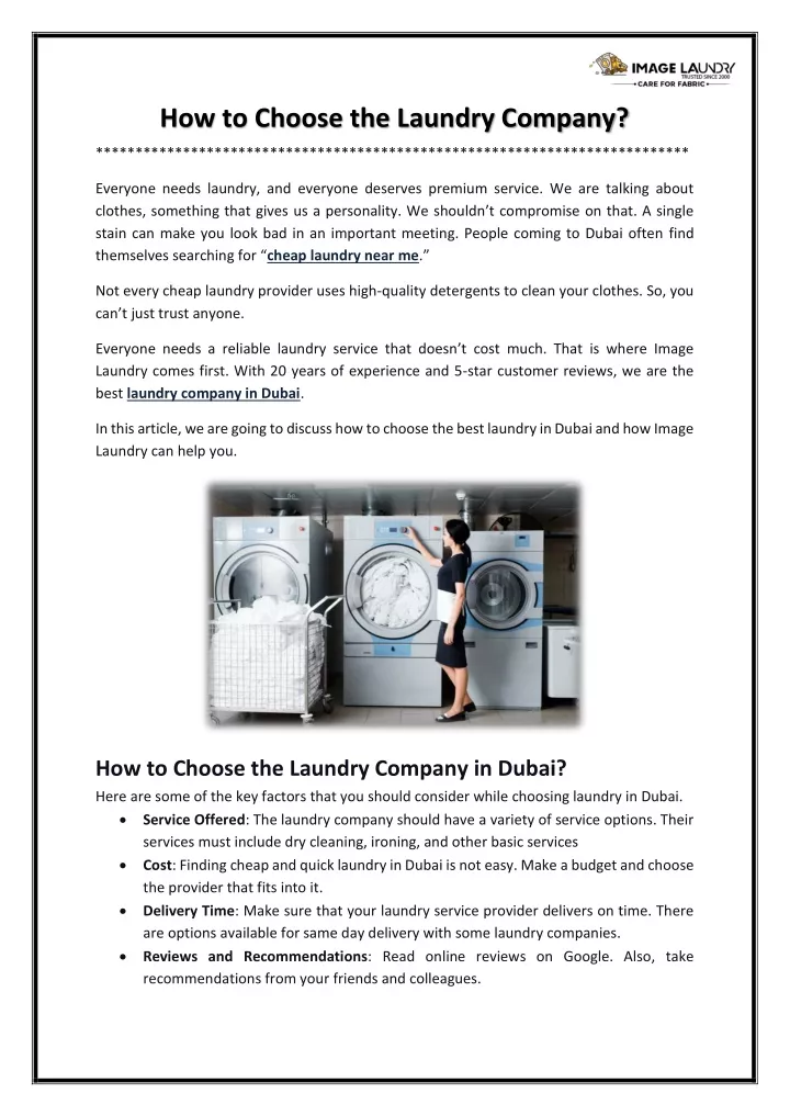 how to choose the laundry company