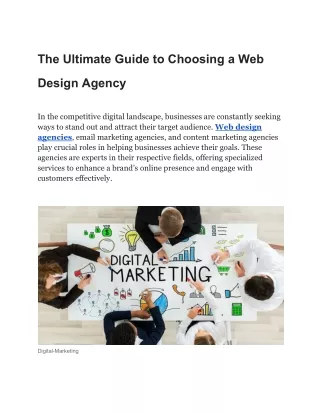 The Ultimate Guide to Choosing a Web Design Agency