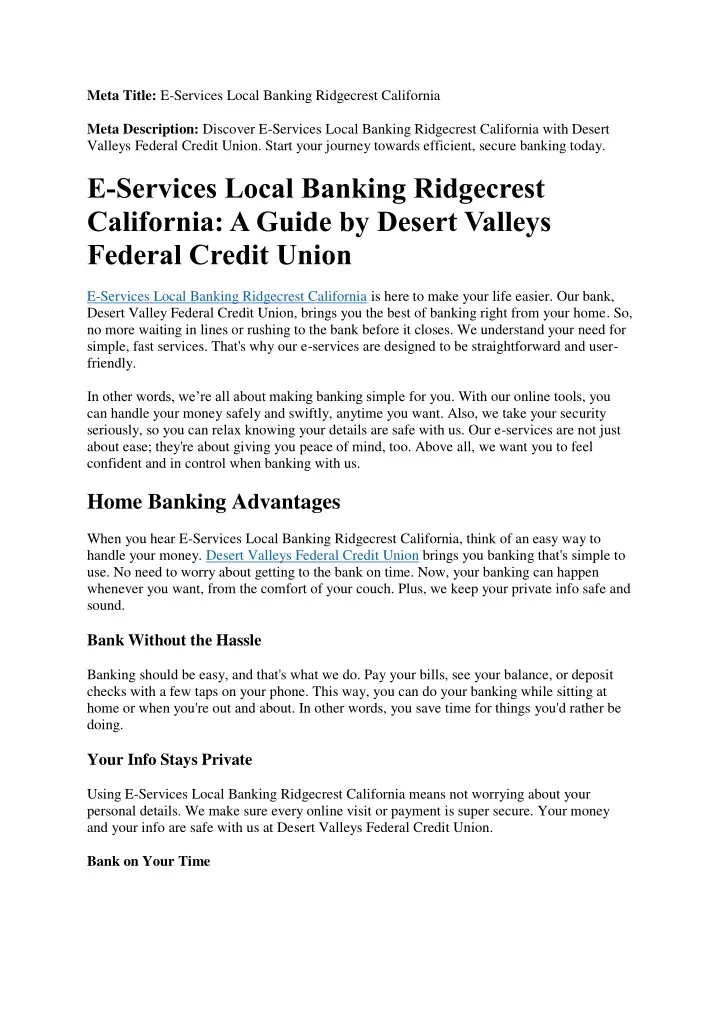meta title e services local banking ridgecrest