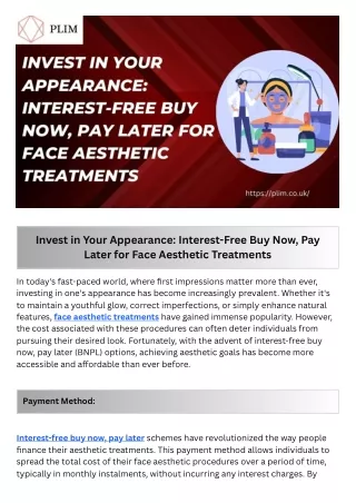 Invest in Your Appearance Interest-Free Buy Now, Pay Later for Face Aesthetic Treatments