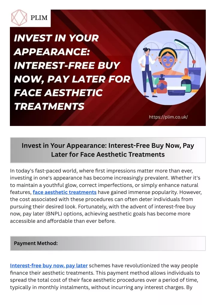 invest in your appearance interest free