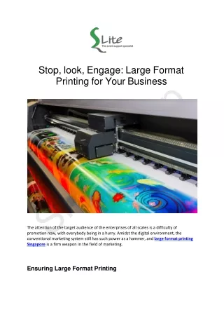 Stop, look, Engage: Large Format Printing for Your Business
