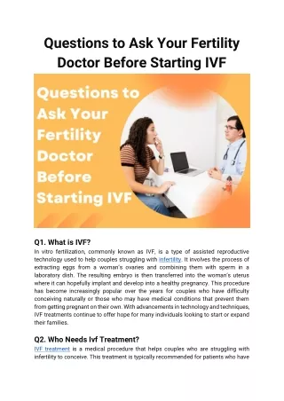 Questions to Ask Your Fertility Doctor Before Starting IVF