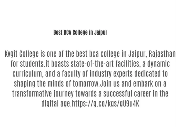 PPT - Best BCA College in Jaipur PowerPoint Presentation, free download ...