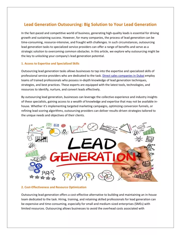 lead generation outsourcing big solution to your