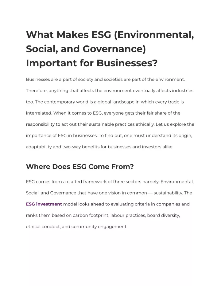 what makes esg environmental social