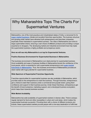 Why Maharashtra Tops The Charts For Supermarket Ventures