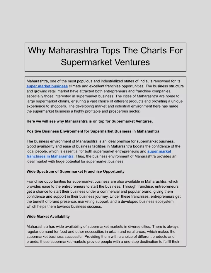 why maharashtra tops the charts for supermarket