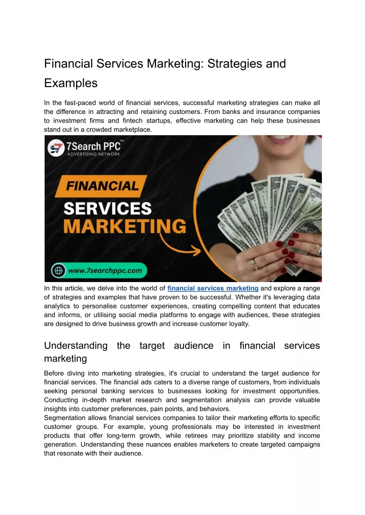 financial services marketing strategies