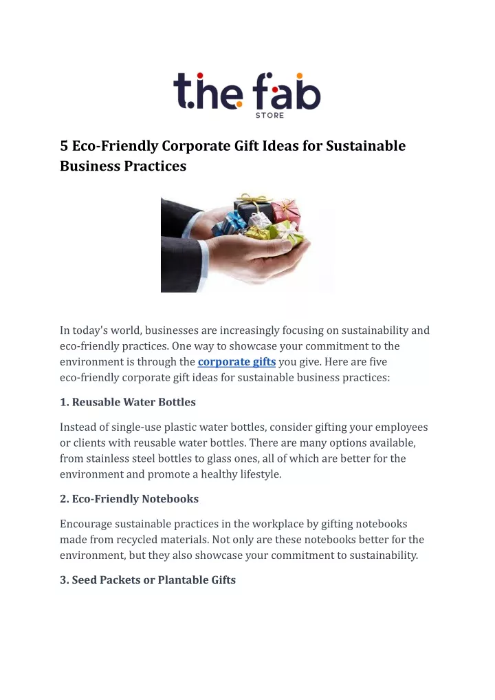 5 eco friendly corporate gift ideas
