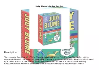 Pdf⚡️(read✔️online) Judy Blume's Fudge Box Set