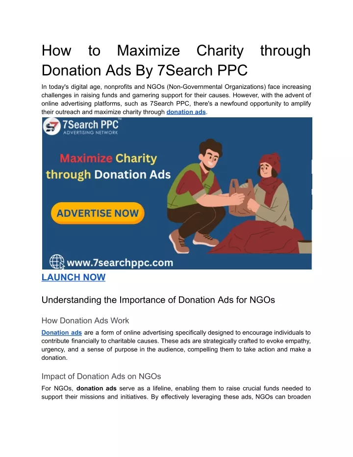 how donation ads by 7search ppc