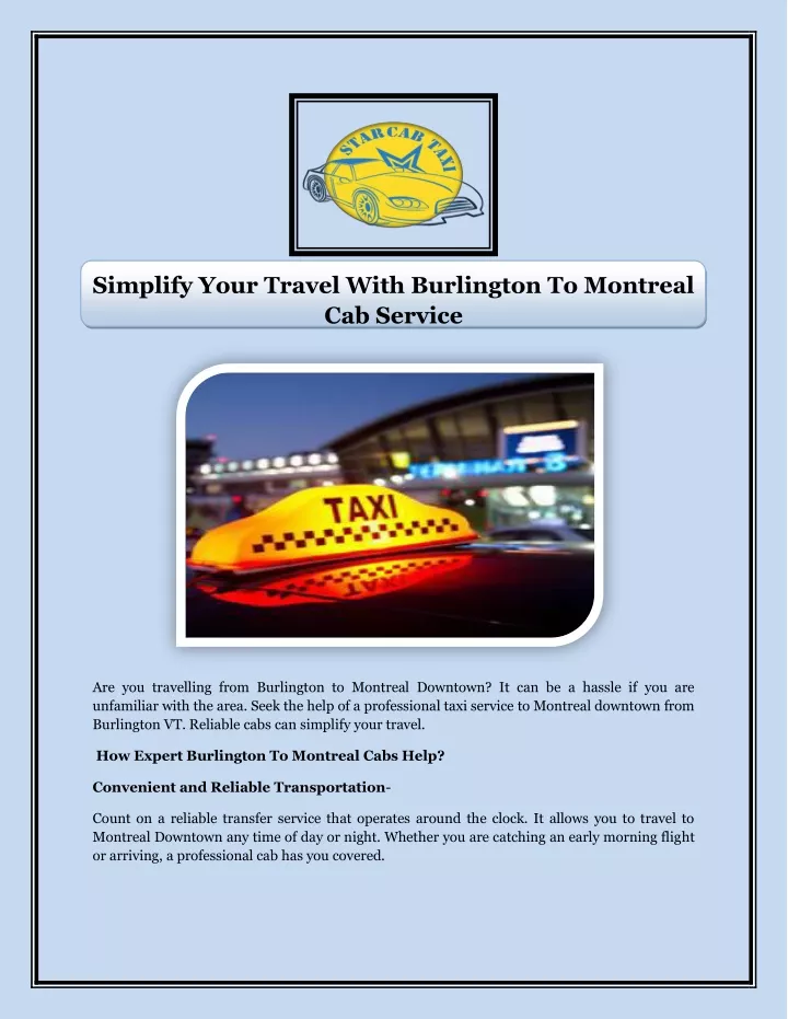 simplify your travel with burlington to montreal