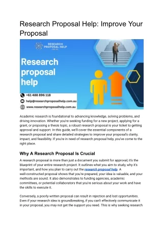 Research Proposal Help: Improve Your Proposal