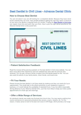 Best Dentist in Civil Lines - Advance Dental Clinic