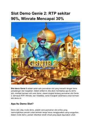 Slot Demo Genie 2_ RTP sekitar 96%, Winrate Mencapai 30%