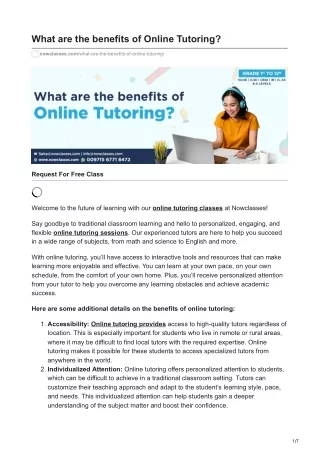nowclasses.com-What are the benefits of Online Tutoring