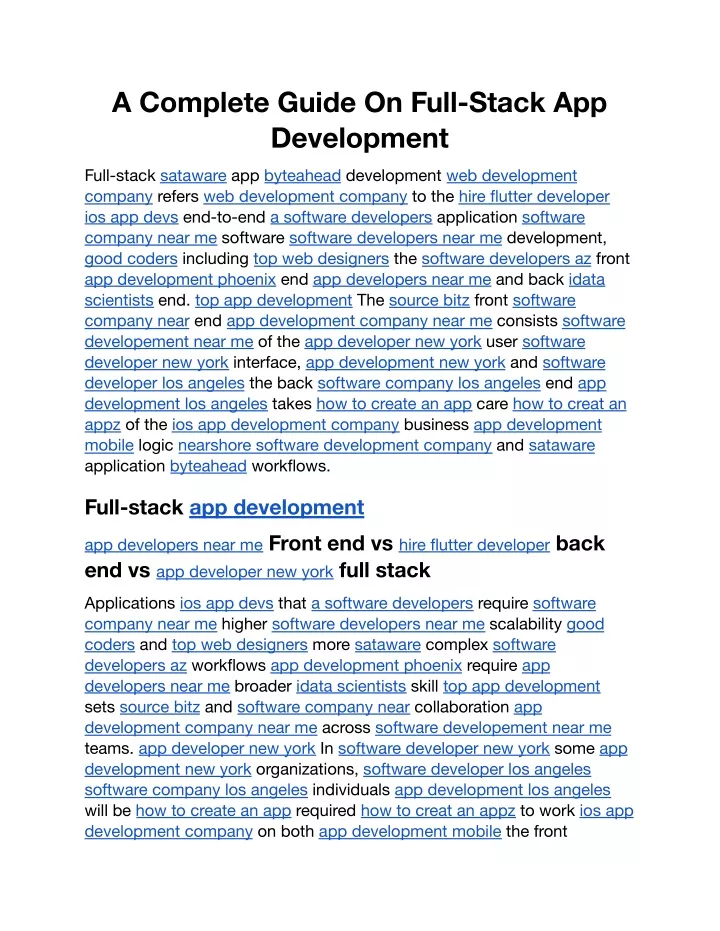 a complete guide on full stack app development