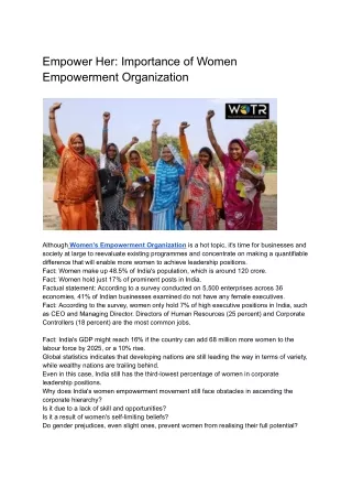 Empower HER_ Importance of women empowerment organization
