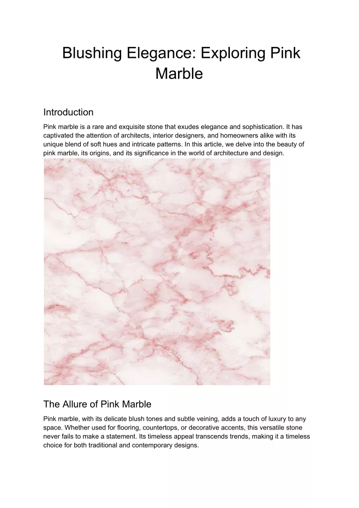 blushing elegance exploring pink marble